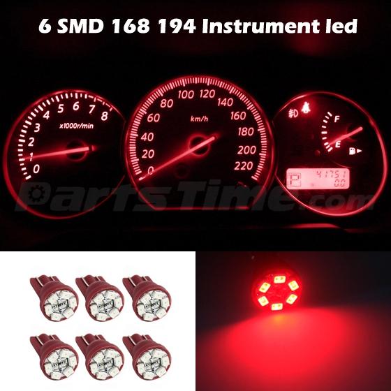 6x Red Gauge Cluster Instrumental Speedometer Lights T10 168 194 LED Bulbs eBay