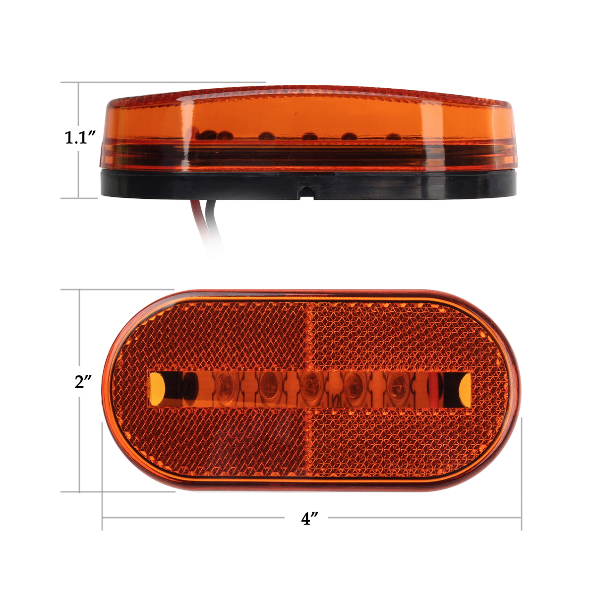 Five Amber Rectangular Clearance Marker Light Trailer RV Camper 5LED w Refelctor eBay
