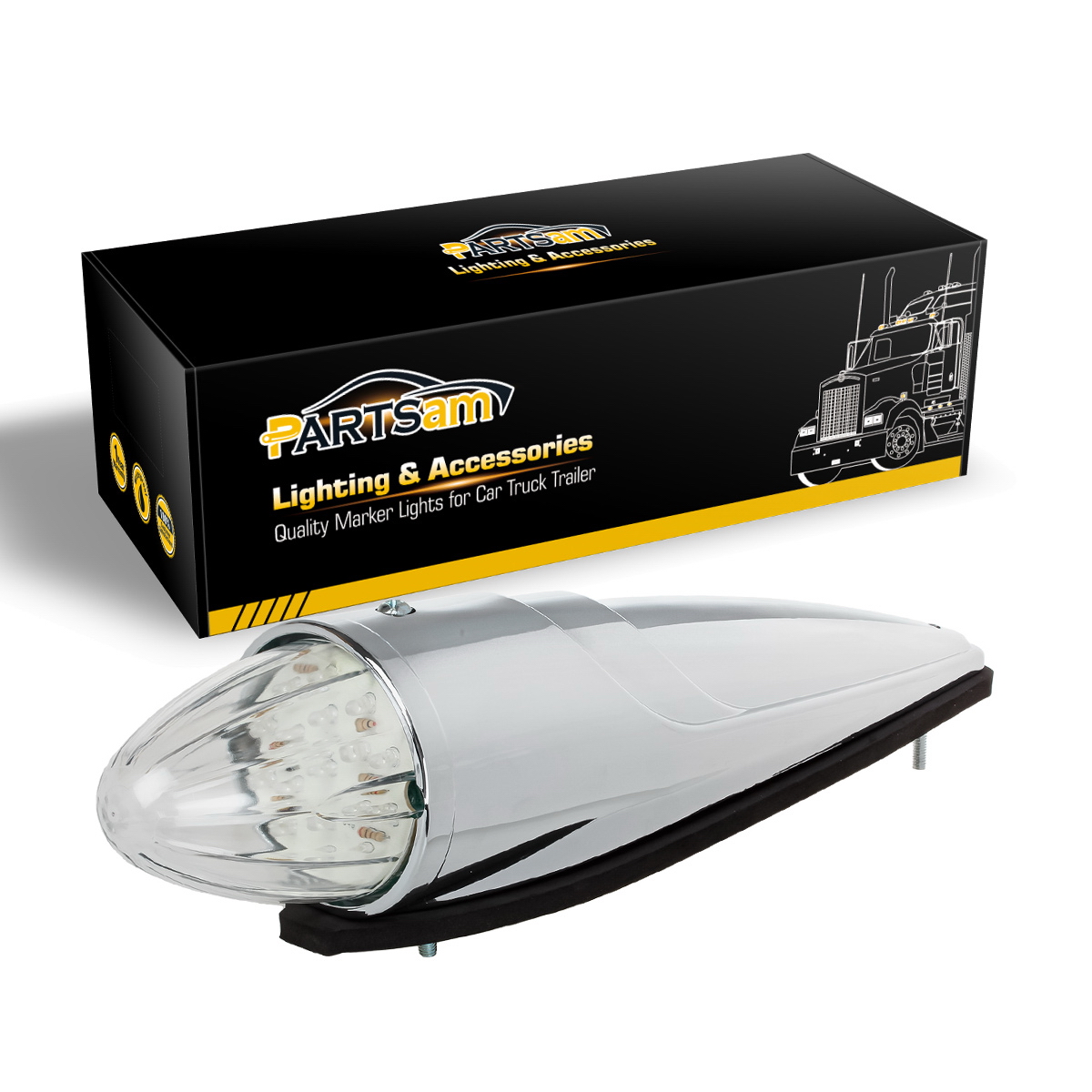 7xAmber 17LED Torpedo Cab Marker Roof Running Top Light For Peterbilt