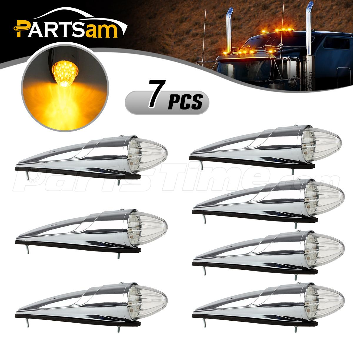 7xAmber 17LED Torpedo Cab Marker Roof Running Top Light For Peterbilt