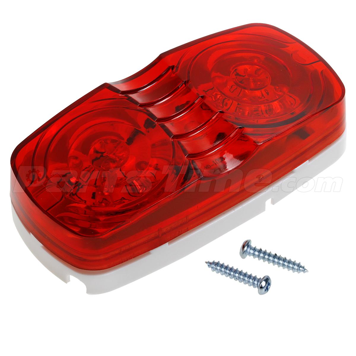 (5) 2 x 4 Red Double Bullseye LED Clearance Marker Light Surface Mount